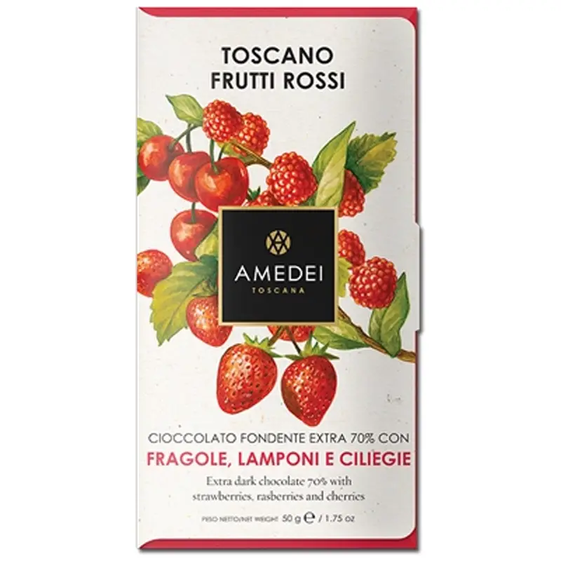 Italienische dunkle Schokolade mit roten Früchten Toscano Red von Amedei