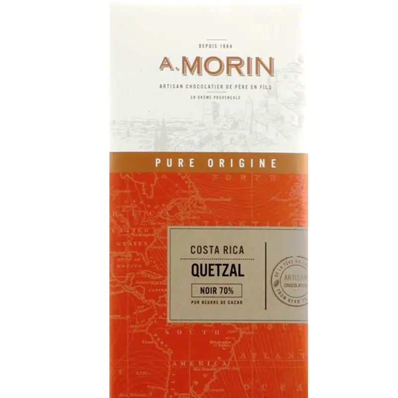 Tafel A. MORIN Quetzal 70% – Edelkakao Costa Rica, Nahaufnahme