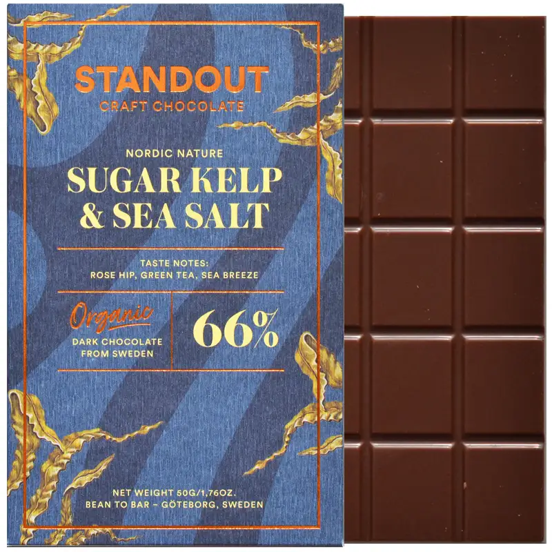 STANDOUT CHOCOLATE | Dunkle Schokolade »Sugar Kelp & Sea Salt« 66% | BIO | 50g STANDOUT CHOCOLATE | Dunkle Schokolade »Sugar Kelp & Sea Salt« 66% | BIO | 50g