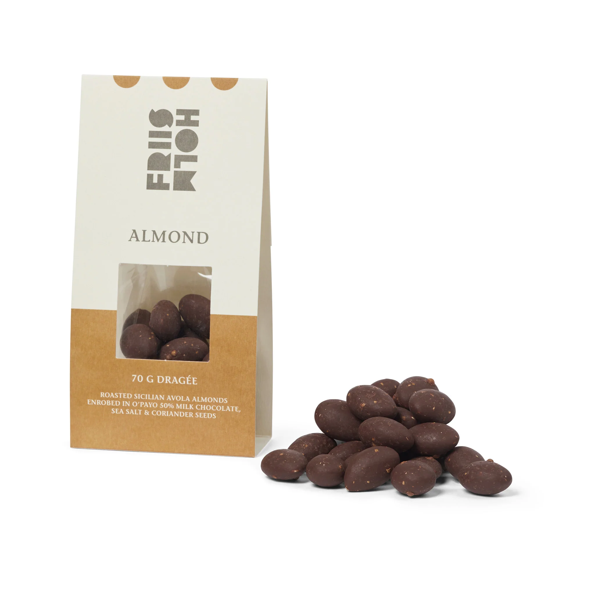 FRIIS-HOLM | Premium-Dragées Mandeln & Milchschokolade »Almond« 50% | BIO | 70g Mandel Dragees Almond von Friis Holm