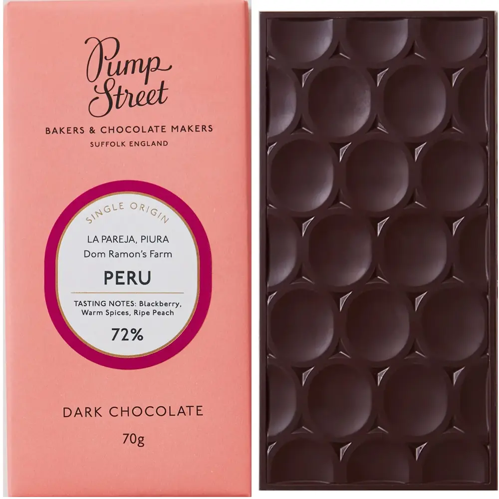 PUMP STREET BAKERY | Dunkle Schokolade »Peru« 72% | 70g Pump Street Chocolate Peru 72 % – Dunkle Schokolade aus Peru, handgemacht in England
