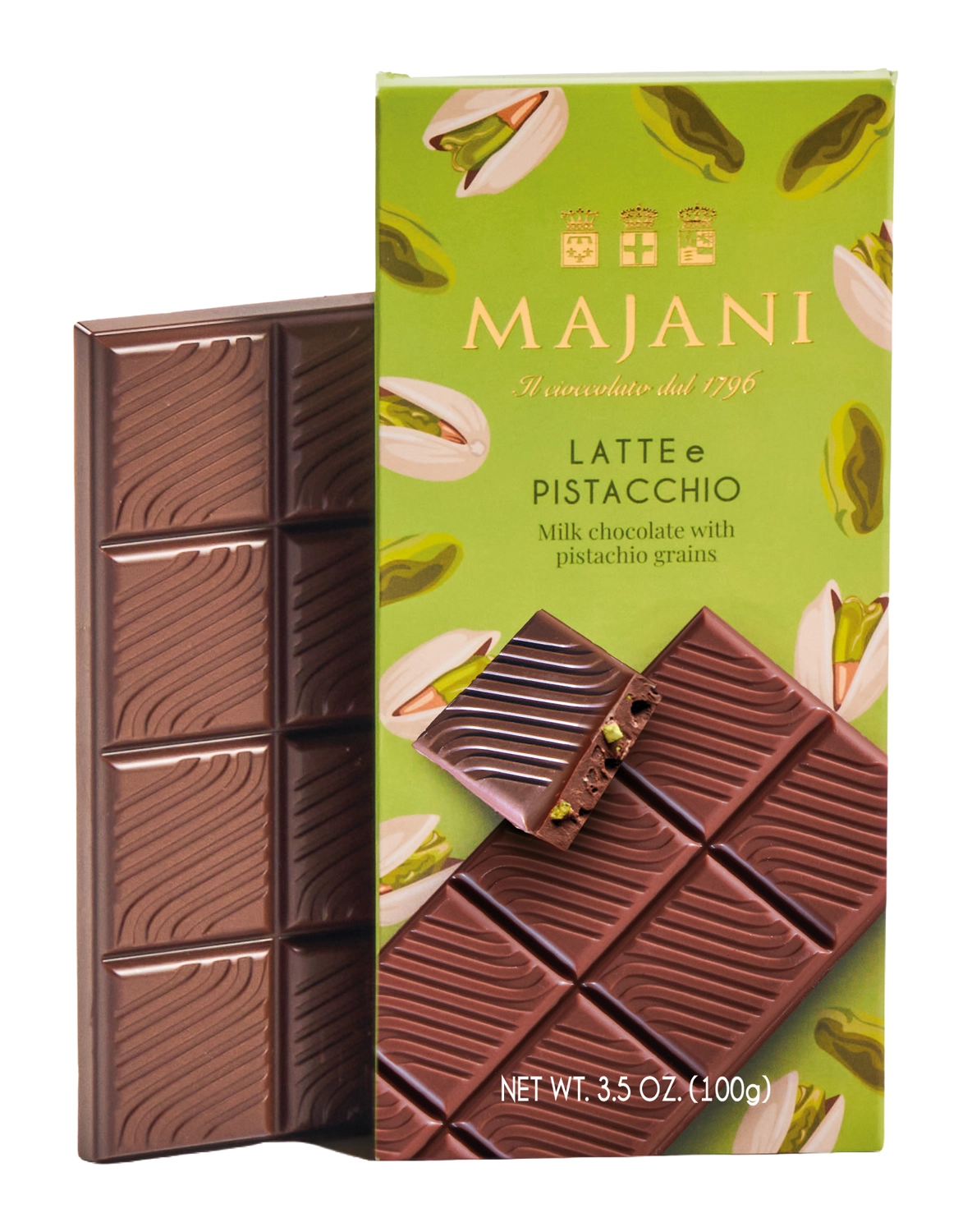 Majani Latte & Pistacchio 33 % Milchschokolade mit Pistazien 100 g