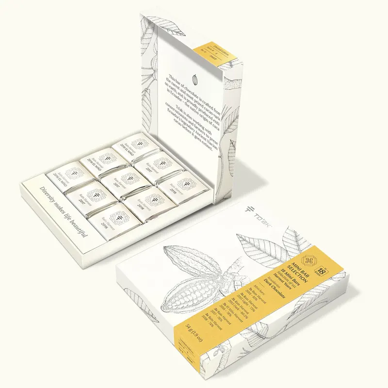 TO'AK Schokolade »Mini Bar Selection Harvest« 18 Mini-Tafeln 73,5%, 75%, 75,5% | 54g Minitafeln Schokolade beste und teuerst der Welt von Toak