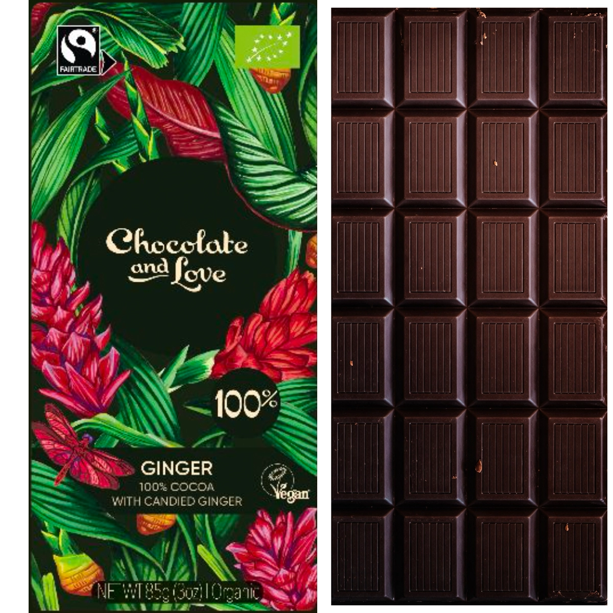 CHOCOLATE & Love Ginger 100% – Kakaomasse aus Peru, Dominikanischer Republik & Panama