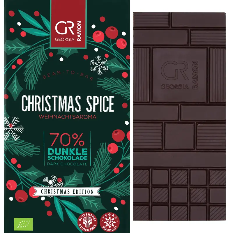 GEORGIA RAMON | Dunkle Schokolade »Chrismas Spice« 70% | 50g Weihnachtsschokolade Chrismas Spice von Georgia Ramon