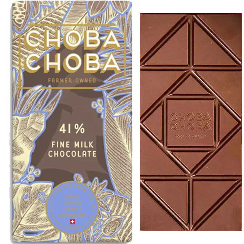 CHOBA CHOBA | Milchschokolade »Pasiona Peru Alto Huayabama Tal«  41% | BIO | 91g Beste schweizer Milchschokolade von Choba Choba und Felchlin