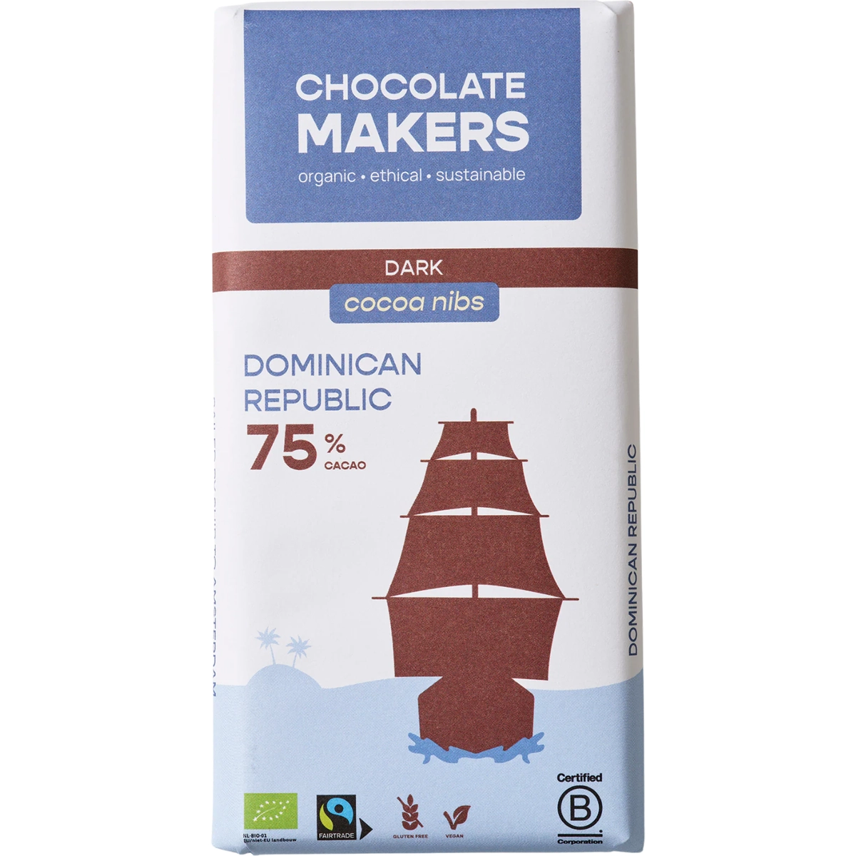 Dominikanische Republik Trinitario-Kakao in Chocolate Makers Cocoa Nibs 75% Bio Schokolade