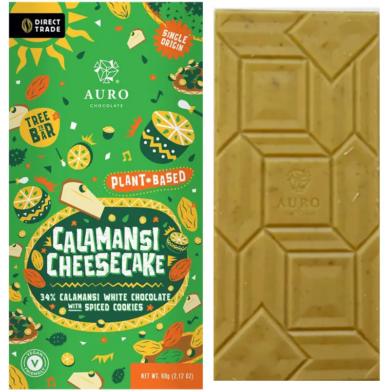 Cheesecake und Calamani weoiße vegane Schokolade von Auro