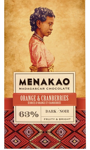 MENAKAO | Dunkle Schokolade mit »Orange & Cranberries« 63% | 75g