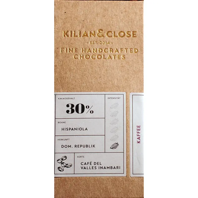 KILIAN & CLOSE | Weisse & Kaffee - vegan | BIO Weiße Schokolade mit kaffee von kilian und Close Müritz