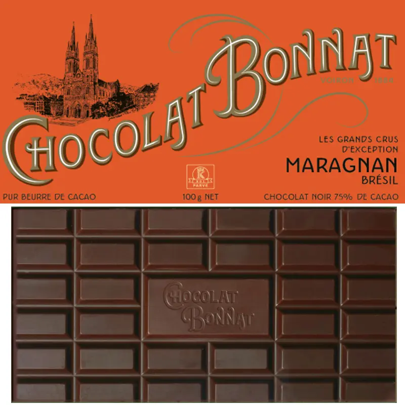BONNAT Dunkle Schokolade | Chocolat »Maragnan Bresil« 75% Maragnan Schokolade aus Frankreich von Chocolate Bonnat