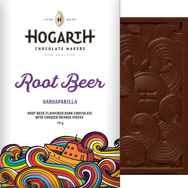 HOGARTH Chocolate | Dunkle Schokolade »Root Beer« 68% | 70g Root Beer Schokolade von Hogharth Neuseeland
