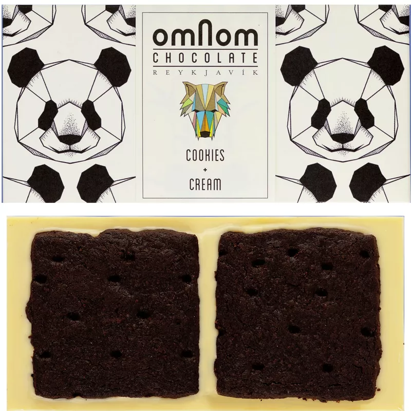 OMNOM Chocolate | Weiße Schokolade »Cookies & Cream« 30% | 60g Weiße Schokolade mit Keks Cookies Cream von Omnom