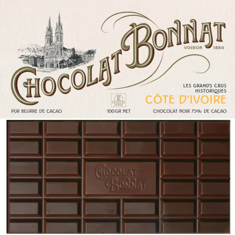 BONNAT Dunkle Schokolade | Chocolat »Cote d Ivoire« 75% | 100g Schokolade Elfenbeinküste Core d Ivoire von Bonnat
