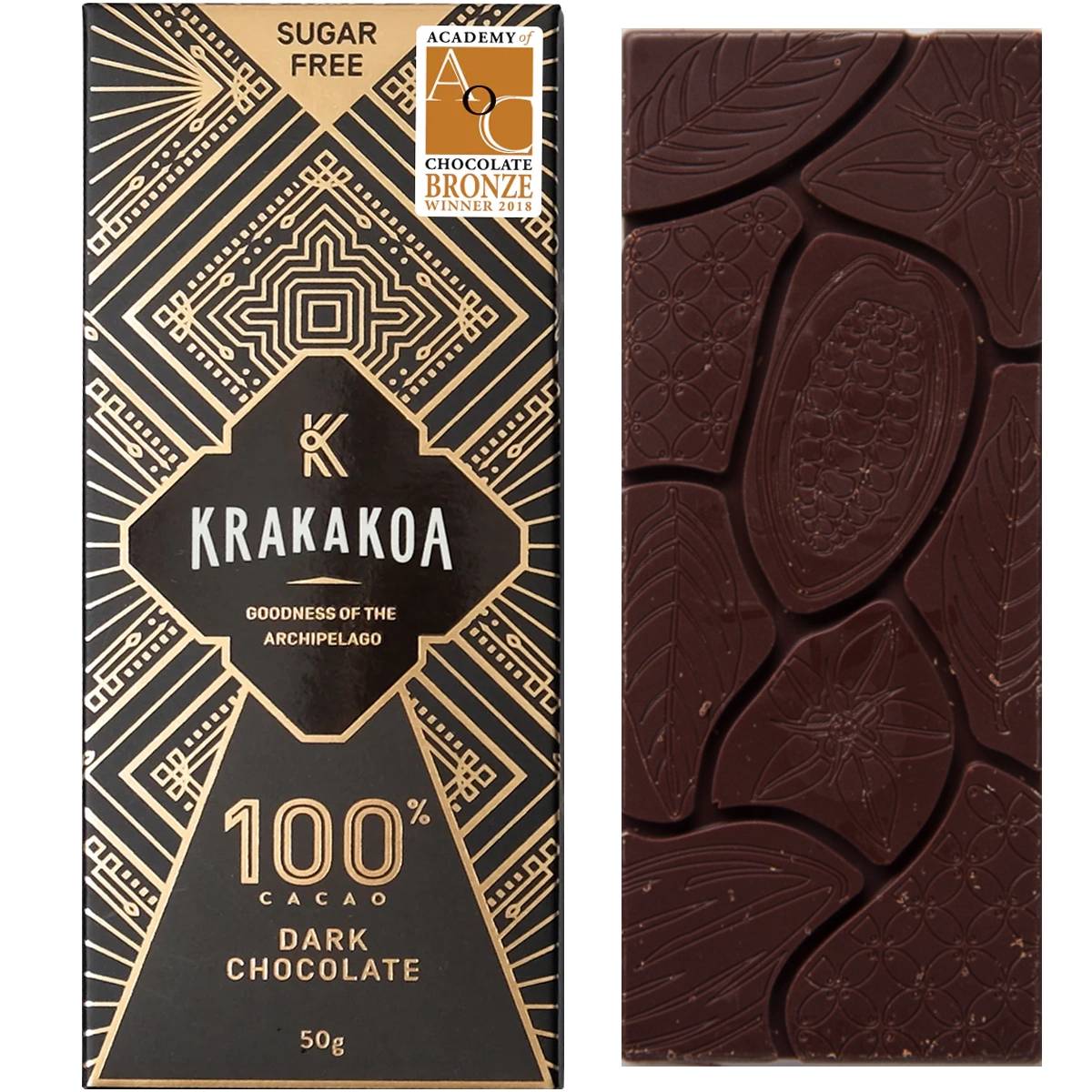 KRAKAKOA Dark Chocolate Arenga 100% – reine Kakaomasse aus Sumatra, Indonesien