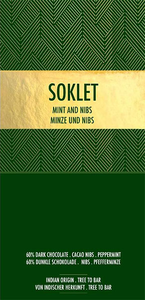 SOKLET | Dunkle Schokolade »Mint & Nibs« 60% | 50g MHD 30.10.2022