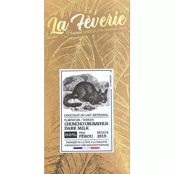 HASNAÂ Chocolats La Fèverie | Milchschokolade »Chuncho Urusayhua Dark Milk « 60% | BIO Schokolade aus Chuncho Kakao