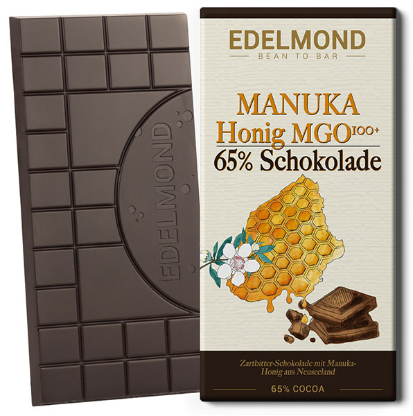 EDELMOND | Dunkle Schokolade »Manuka-Honig« 65% | BIO | 75g