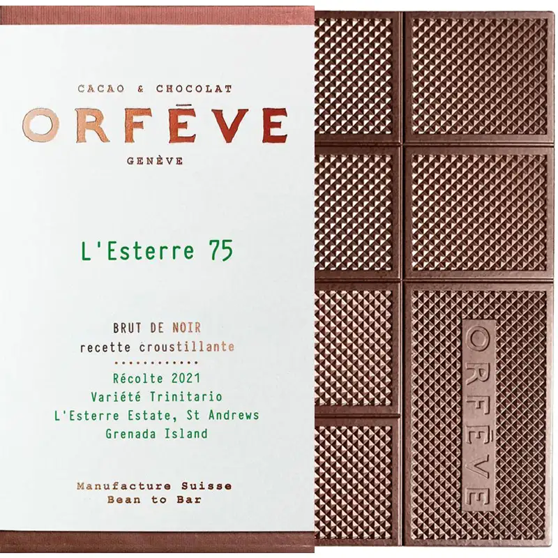 ORFÈVE | Dunkle Schokolade »Brut de Noir« L' Esterre Grenada 75% | 70g Dunkle schweizer Schokolade L' Esterre 75% von Orfeve
