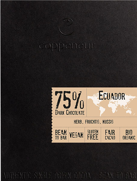 75% Schokolade von Coppeneur, Kakao aus Ecuador