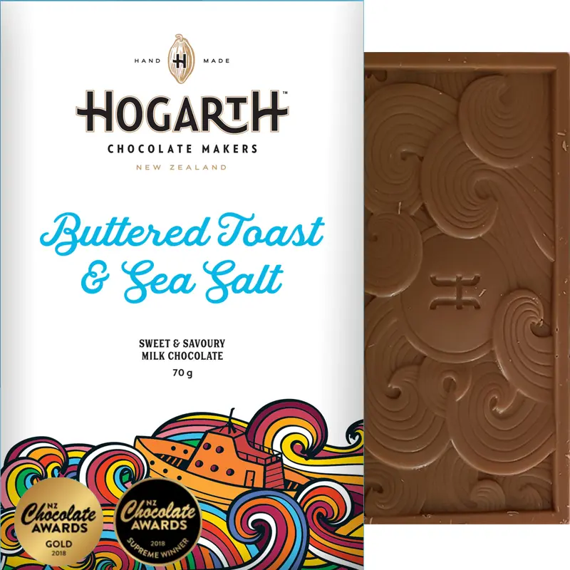 Milchschokolade Buttered Toast Sea Salt von Hogarth Chocolate Neuseeland