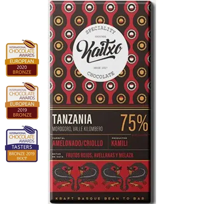 KAITXO | Dunkle Schokolade »Kokoa Kamili Tanzania« 75% | 70g Prämierte Tanzania Schokolade beste von Kaitxo