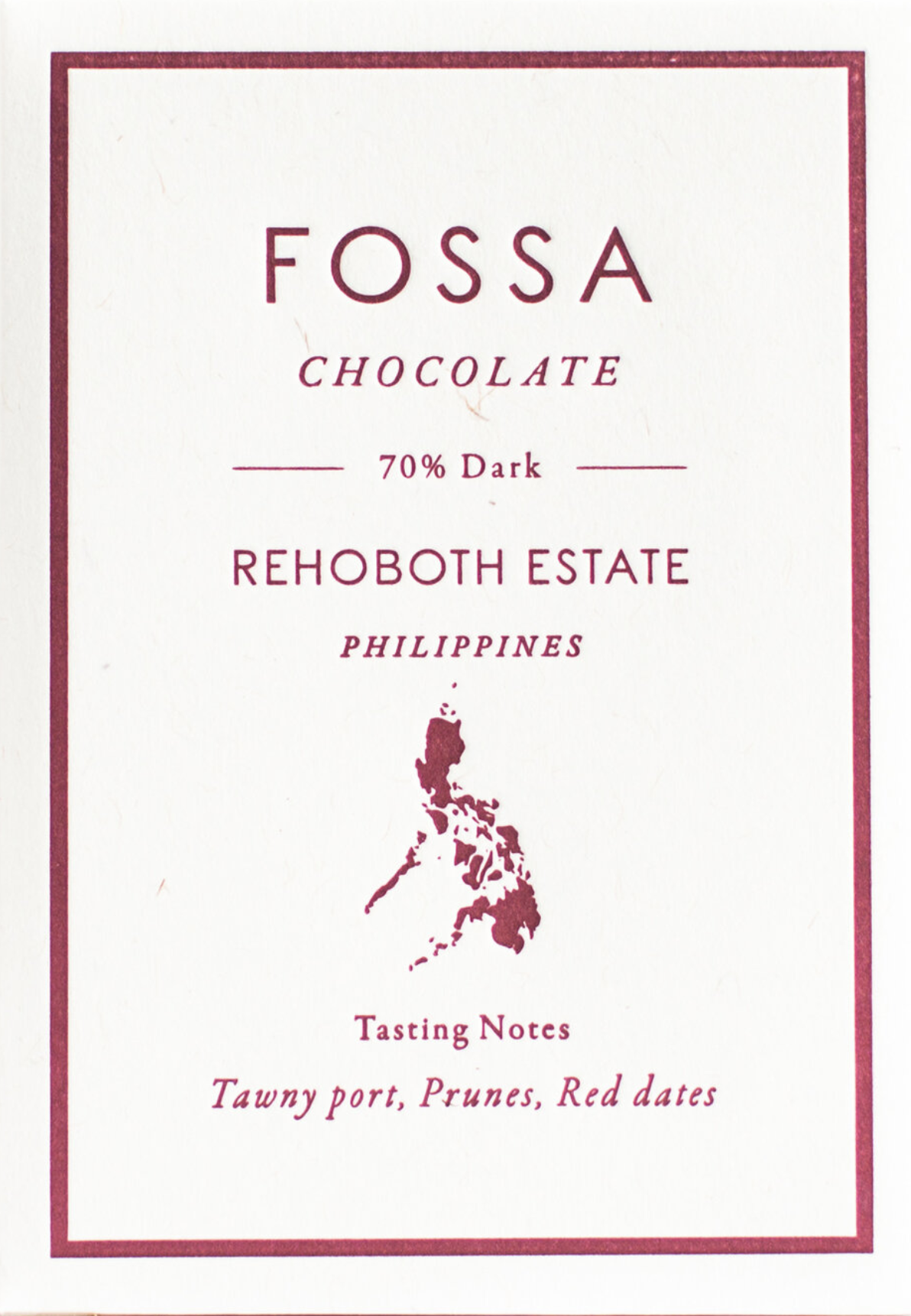 FOSSA Chocolate | Schokolade »Rehoboth Estate« Philippines 70% | 50g