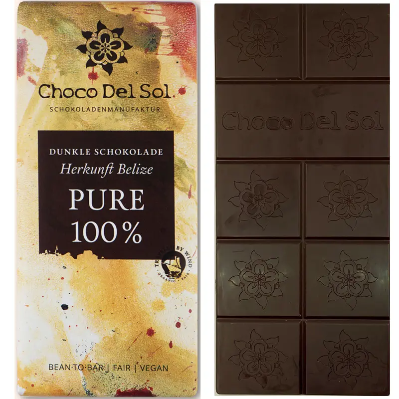 CHOCO DEL SOL Schokoladen | Dunkle »Pure« Kakaomasse 100% Schokolade ohne Zucker zusatz von Choco del Sol