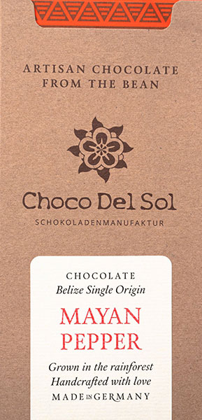 CHOCO DEL SOL | Dunkle Schokolade »Mayan Pepper« 82% | BIO