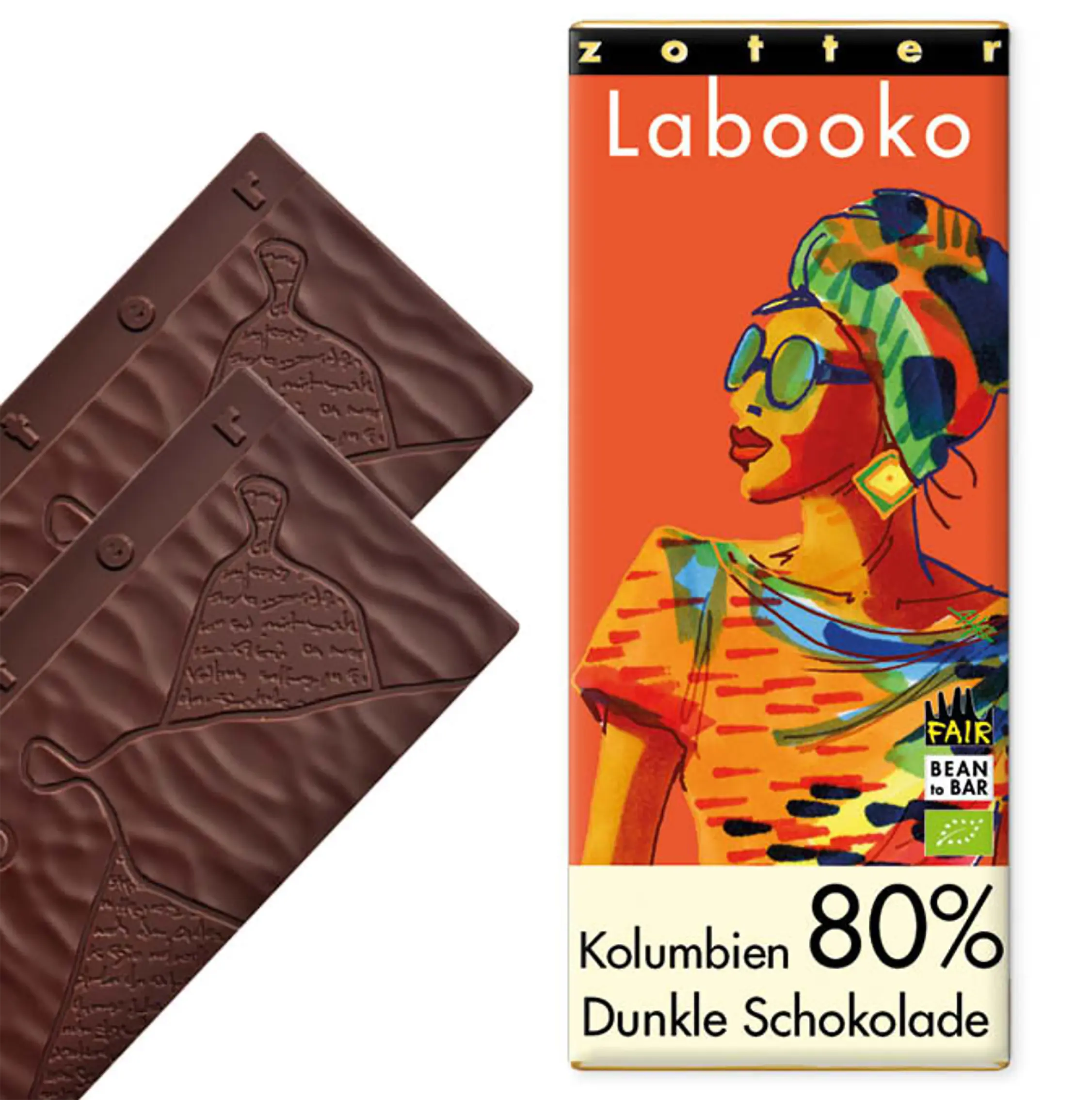 ZOTTER | »Labooko« Dunkle Schokolade  Kolumbien 80%  | BIO | 70g Schokolade Kolumbien von Zotter
