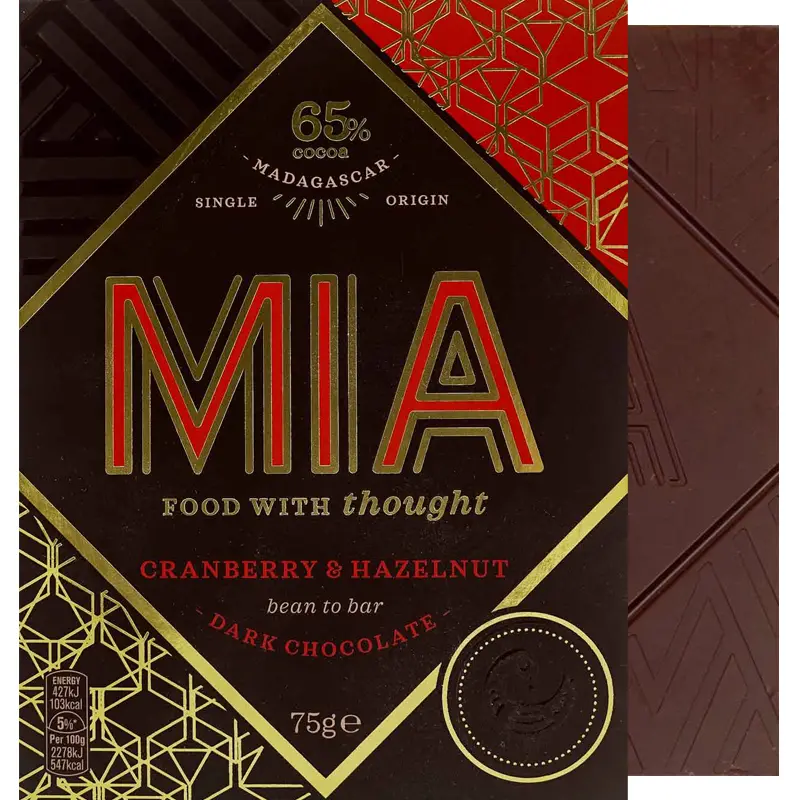 Cranberry und Hazelnut  Schokolade von MIA Chocolate