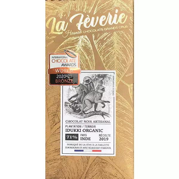HASNAÂ Chocolats La Fèverie | Schokolade »Idukki Organic Inde« 71% | BIO Hasnaa La Feverie Schokolade Idukki Organic Inde