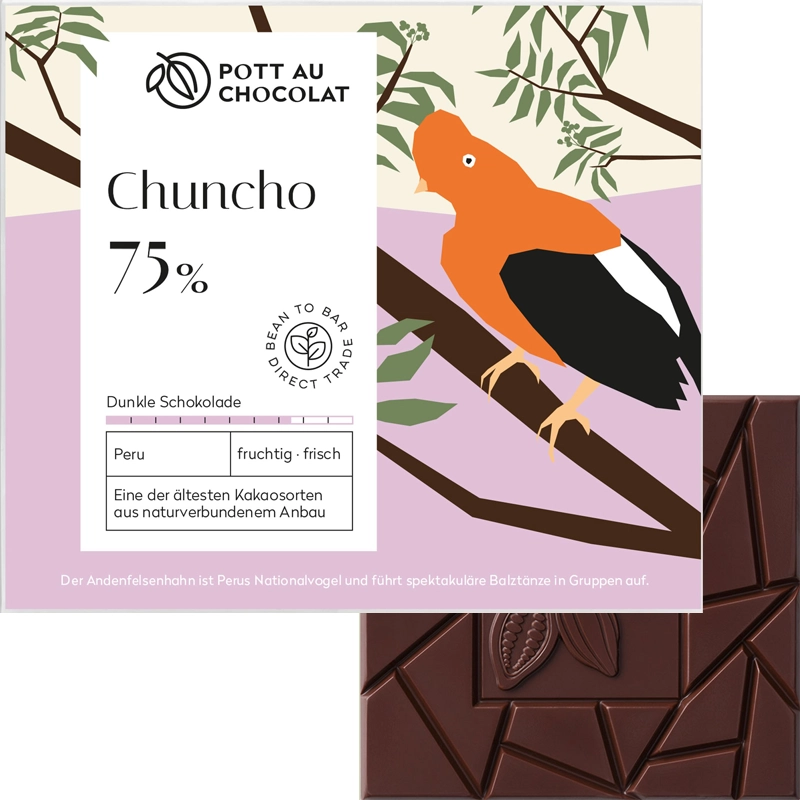 POTT au Chocolat Chuncho 75 % Schokolade aus Peru Cusco Single-Origin
