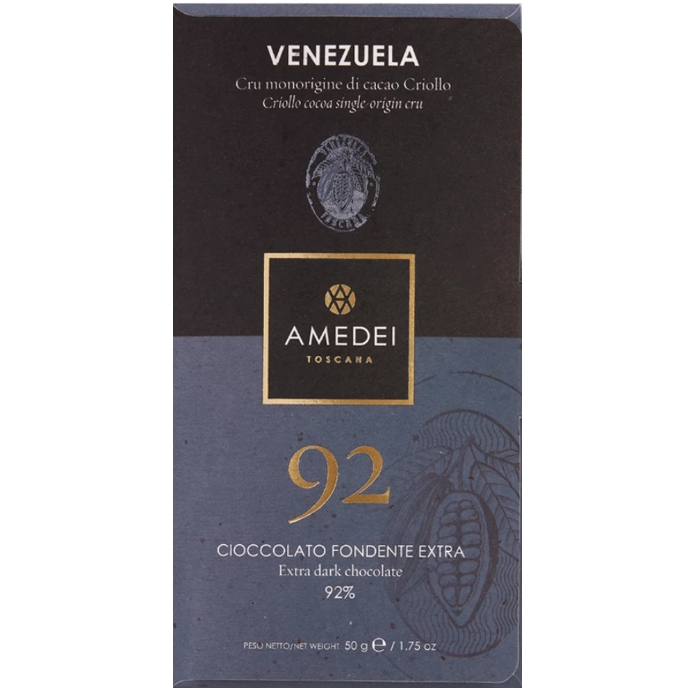 Amedei Schokolade Venezuela 92 % – dunkle Herkunftsschokolade aus venezolanischem Kakao