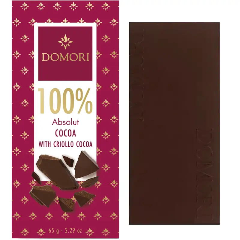 DOMORI Schokoladen  | Kakaomasse »Absolut« 100% | 65g 100% Kakaotafel Schokolade with Criollo von Domori Italien