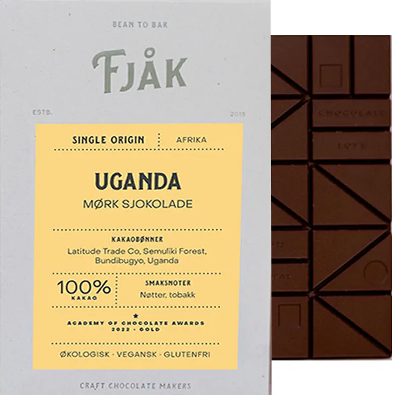 100% Kakaomasse Schokolade Uganda von Fjak Norwegen