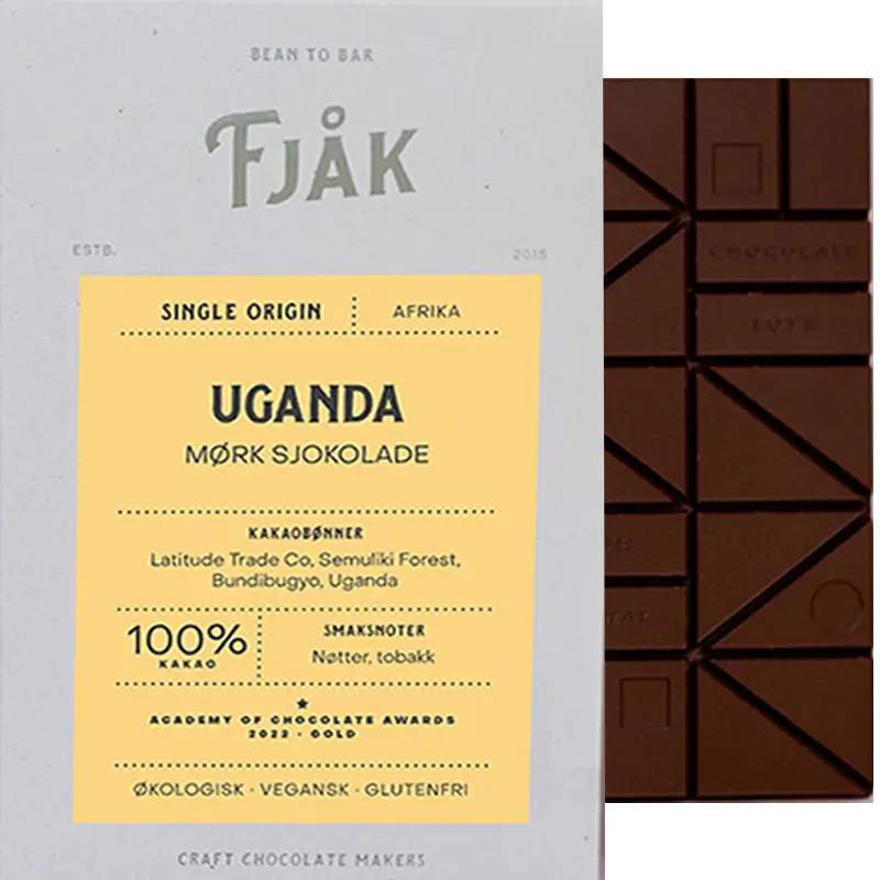 FJAK Schokolade | Kakaomasse »Bundibugyo Uganda« 100% | BIO | 60g 100% Kakaomasse Schokolade Uganda von Fjak Norwegen