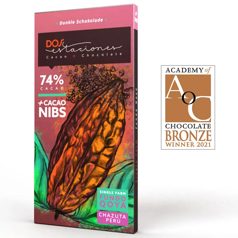 Prämierte Schokolade mit Nibs von Dos Estaciones