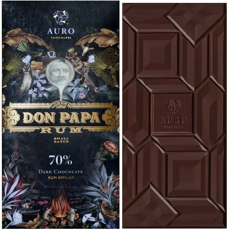 AURO Chocolate | Dunkle Schokolade & Rum »Don Papa« 70% | 60g bester Don Papa Rum mit feinster Schokolade von Auro