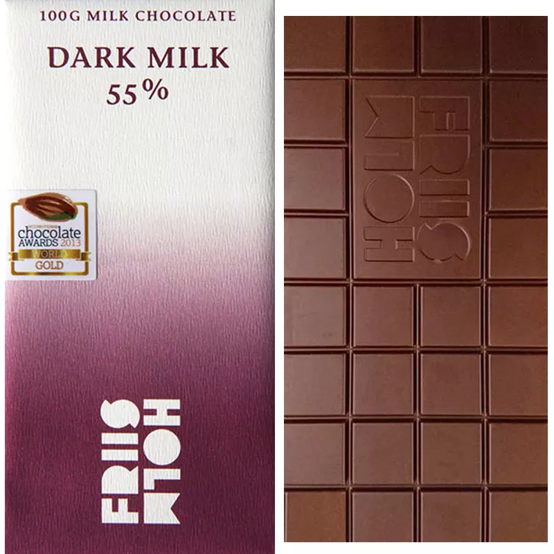 FRIIS-HOLM | Beste Milchschokolade »Dark Milk« 55% | 100g Beste Milchschokolade der Welt on Friis Hol Dänemark