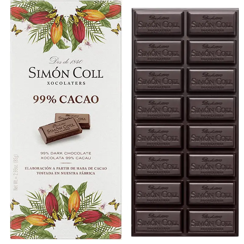 SIMON COLL | Dunkle Schokolade »99% Kakao« 99% | 85g dunkle 99 Prozent Schokolade von Simon Coll
