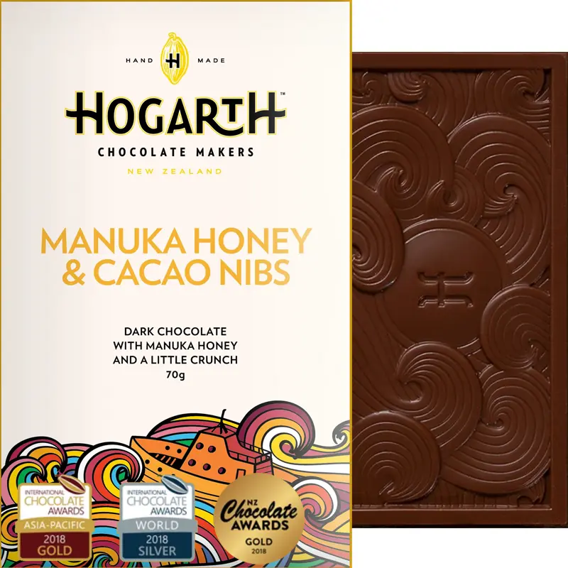 Manuka Honey & Nib Schokolade  mit Manukahonig von Hogarth Chocolate Neuseeland