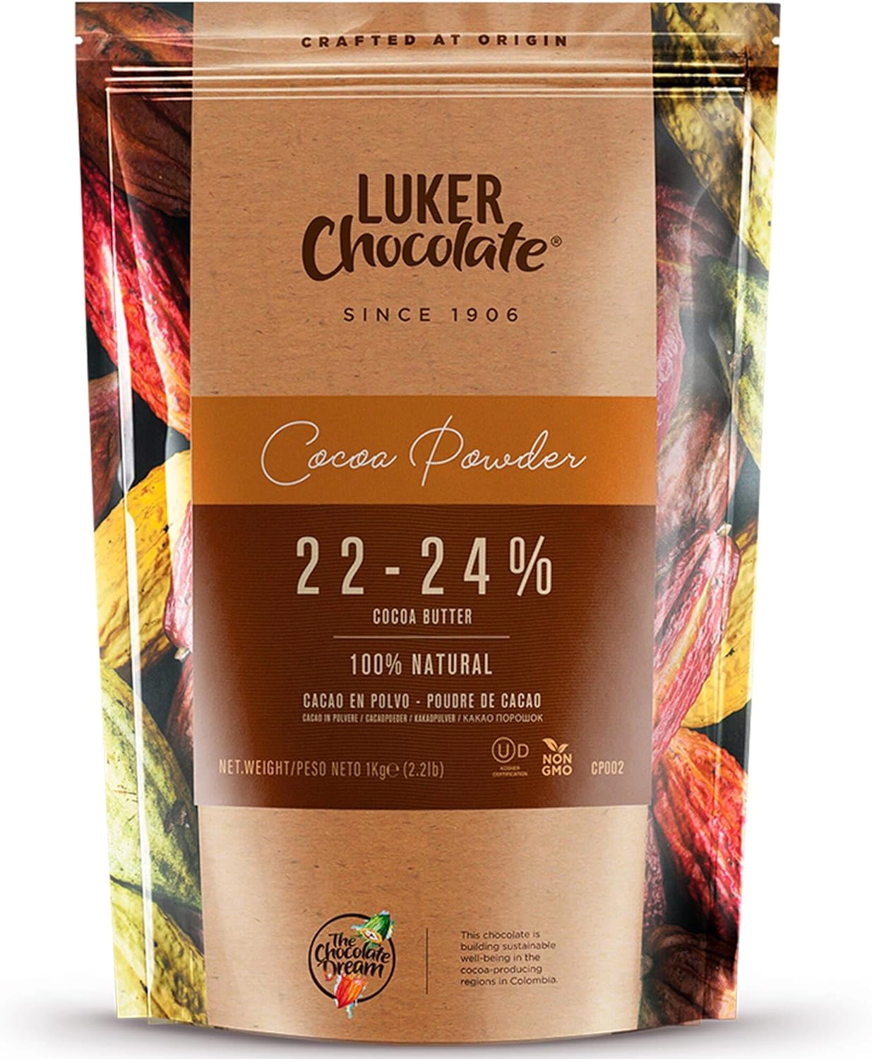 LUKER Kakaopulver 22–24 % Cocoa Butter – Premium Edelkakao aus Kolumbien