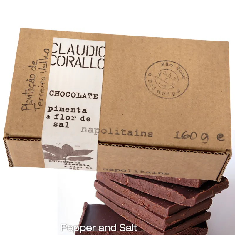 CLAUDIO CORALLO | Napolitains Dunkle Schokolade Pfeffer & Salz »Pimenta & flor de sal« 70% | 160g Pimenta-flor de Sal Schokolade mit Pfeffer und Salz von Claudio Corallo