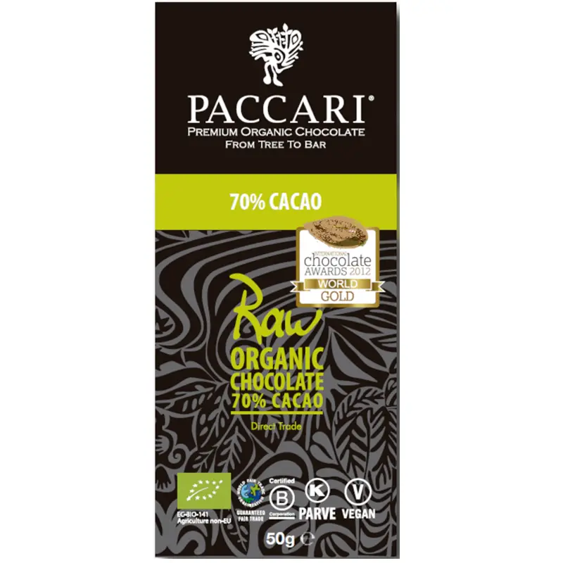 PACCARI | Dunkle Schokolade »RAW-Chocolate« Ecuador 70% | BIO | 50g Prämierte Raw Schokolade von Paccari