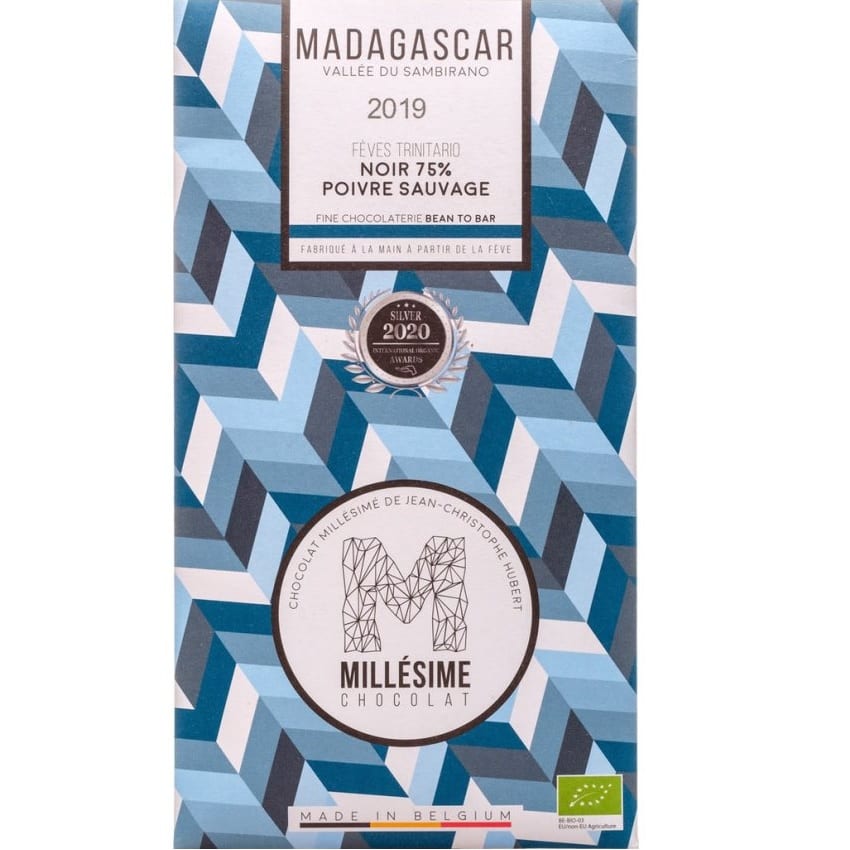 MILLÉSIME Chocolate | Dunkle Schokolade & Pfeffer »Madagascar Poivre Sauvage« 75% | 70g | BIO MHD 31.10.2023