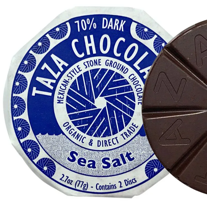 TAZA Chocolate Mexicano Dunkle Schokolade & Salz »Sea Salt« 70% | 77g Sae Salt Mexico Rohschokolade mit Salz von Taza