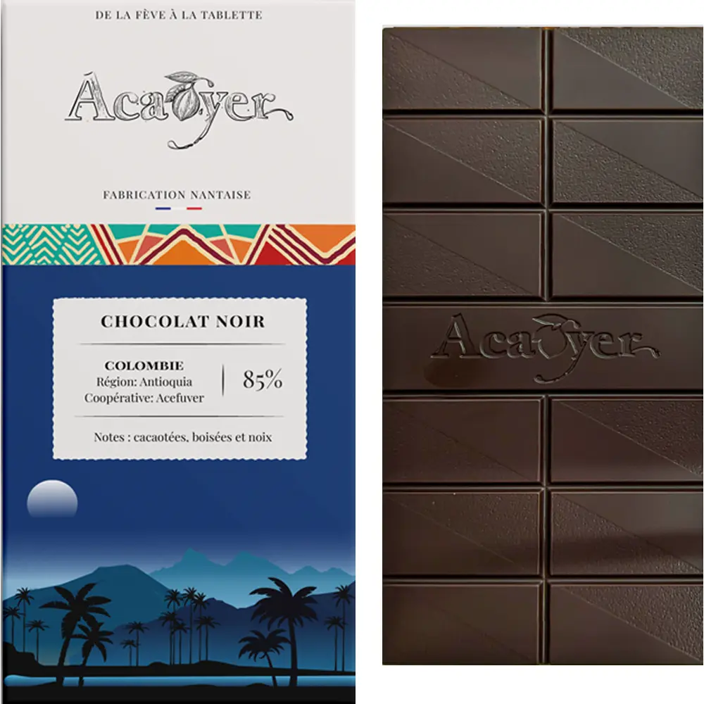 ACAOYER | Dunkle Schokolade »Colombie« 85% | 70g 85% Schokolade Colombie von Acaoyer Frankreich
