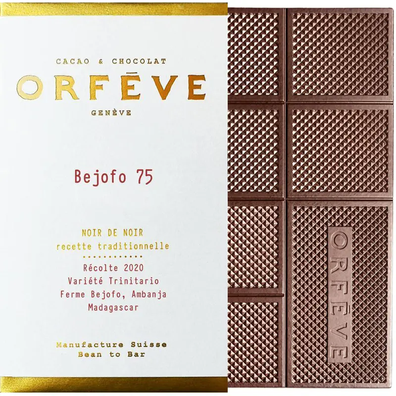 ORFÈVE | Dunkle Schokolade »Noir de Noir« Bejofo 75% | 70g Schweizer feine cremige Schokolade Bejofo von Orfeve