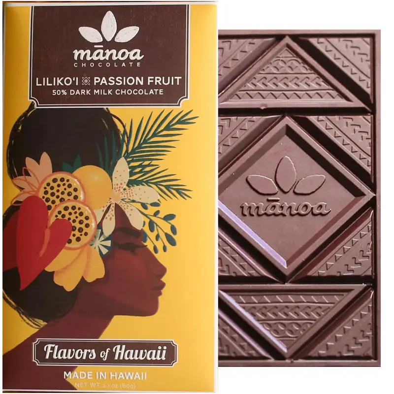 MANOA Chocolate | Flavors of Hawaii »Liliko’i & Passion Fruit« Schokolade 50% | 60g Lilikoi Passion Frut Schokolade von Manoa Hawaii